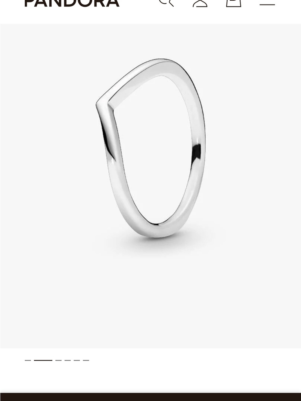 Pandora Polished Silver V-Profile Stackable Ring solid 925 silver